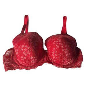 VICTORIA'S SECRET Dream Angels Lined Demi Lace Bra Red Size 40D